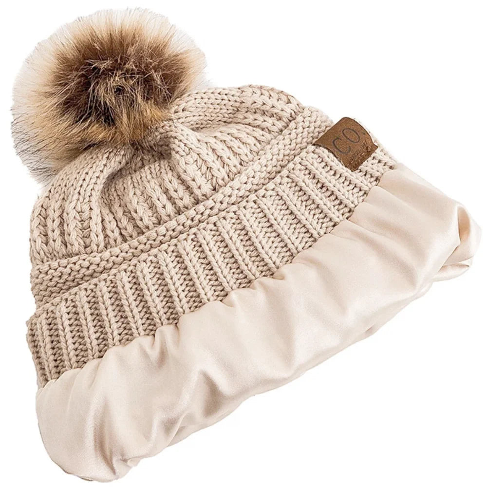 Anti-Frizz Beanie Hat with Satin Lining