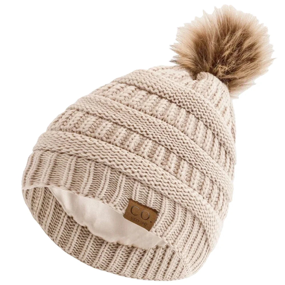 Anti-Frizz Beanie Hat with Satin Lining